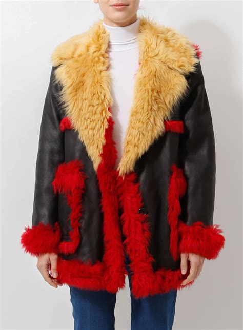 red shearling coat prada|Prada Faux Fur and Shearling Coats .